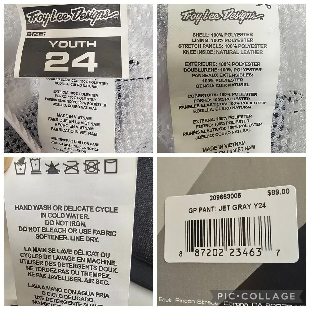Troy Lee Designs GP Pant 2019 Jet Gray Y24 Motocross Racing Dirt Bike NWT